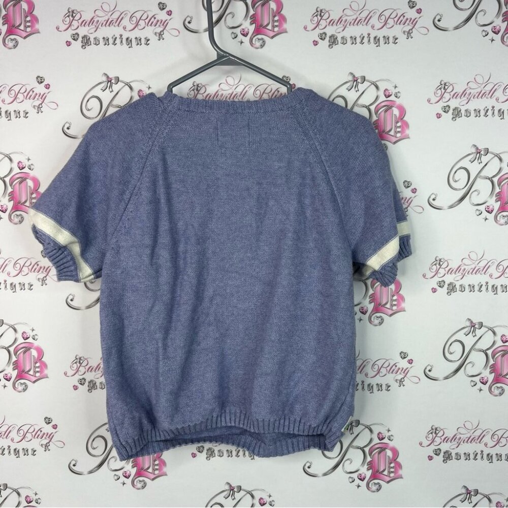 RVCA Camille Rowe knit top sleeved lilac blue Lavender Knit Top white cream - Picture 3 of 6